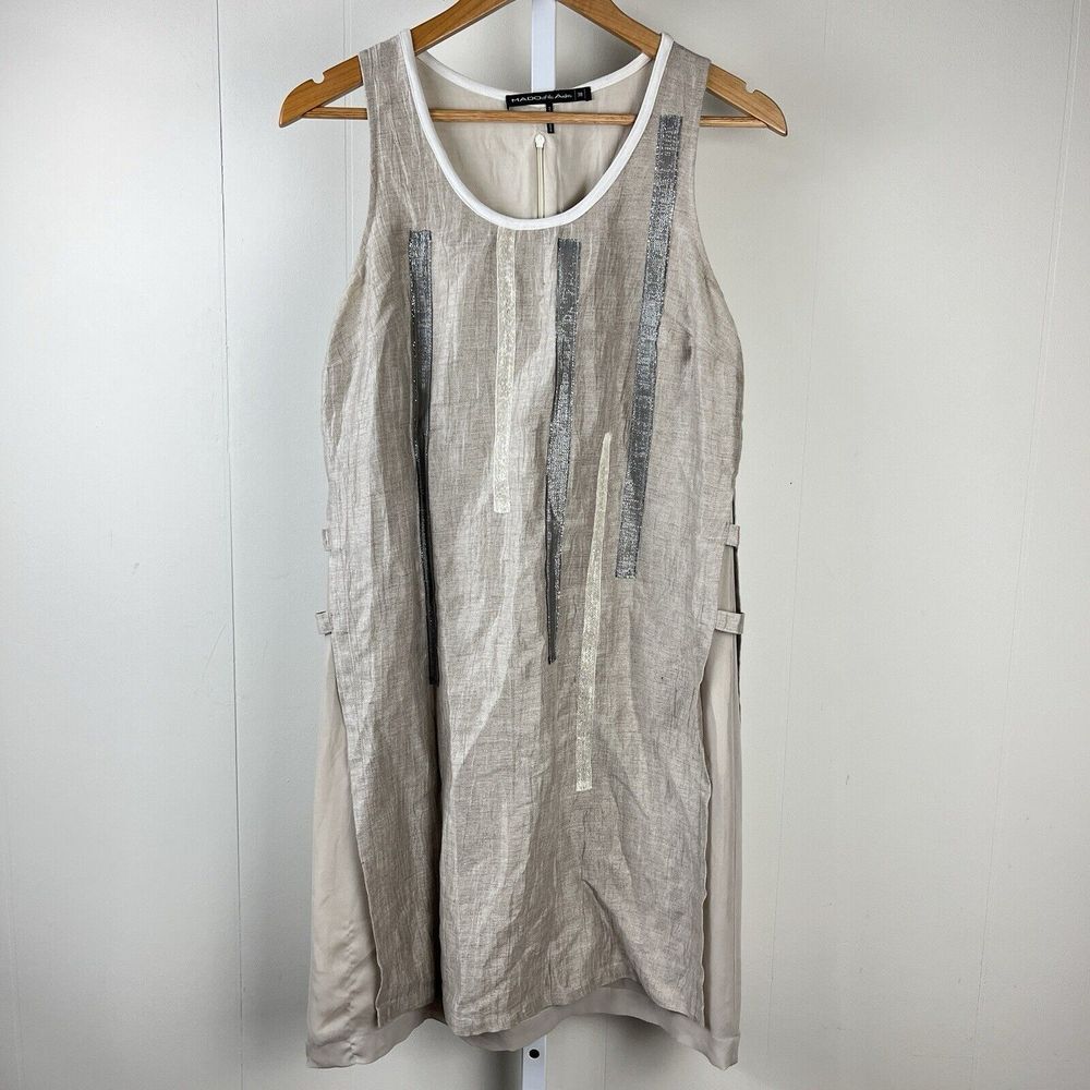 Mado et les Autres Dress Tan Linen Blend Layered Sleeveless Lagenlook EU 38 US 8